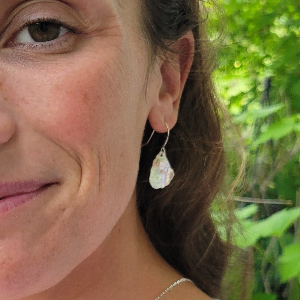 Oyster Shell Earrings with 3mm Cultured Pearls