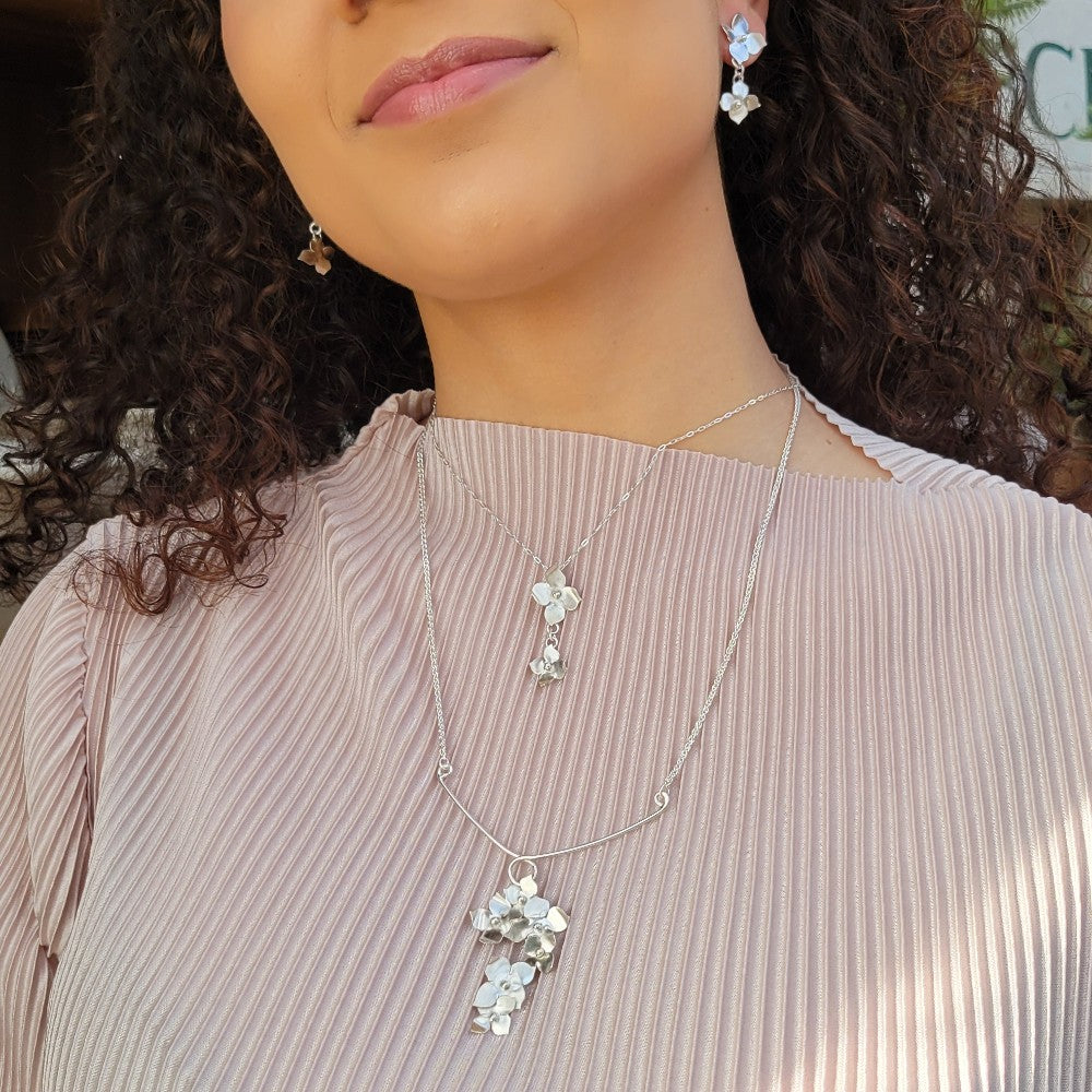 Sterling Silver Hydrangea Necklace