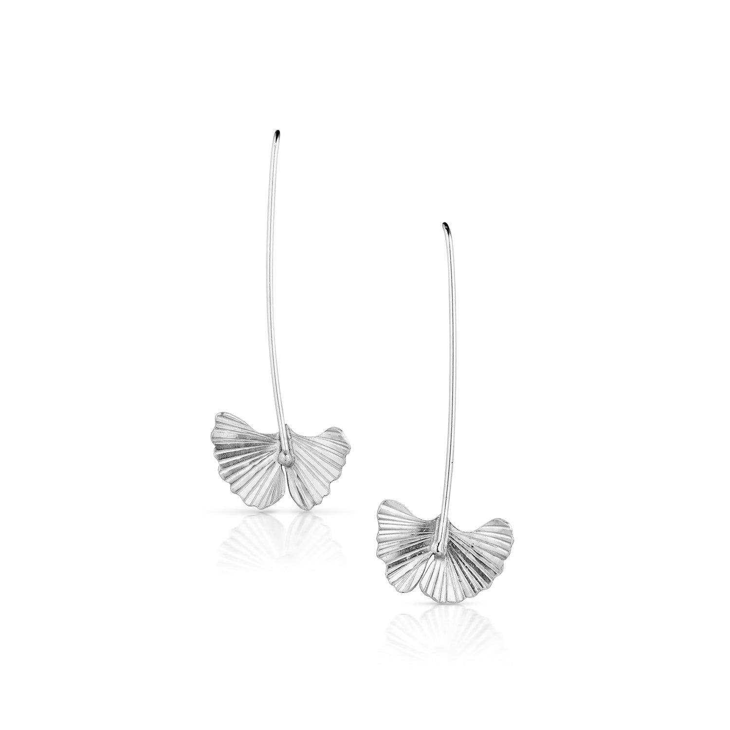 Sterling Silver Ginkgo Drop Earrings