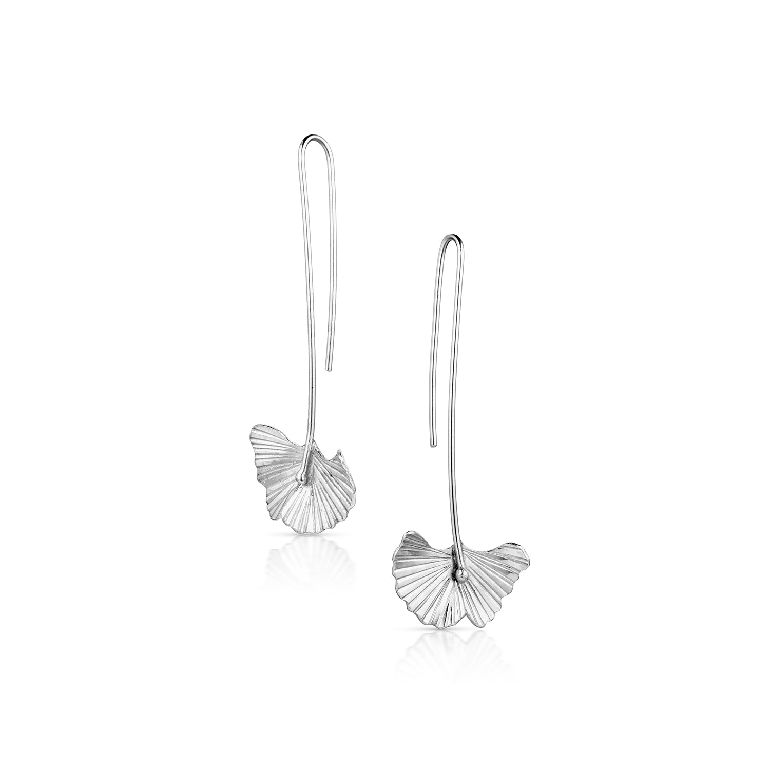 Sterling Silver Ginkgo Drop Earrings