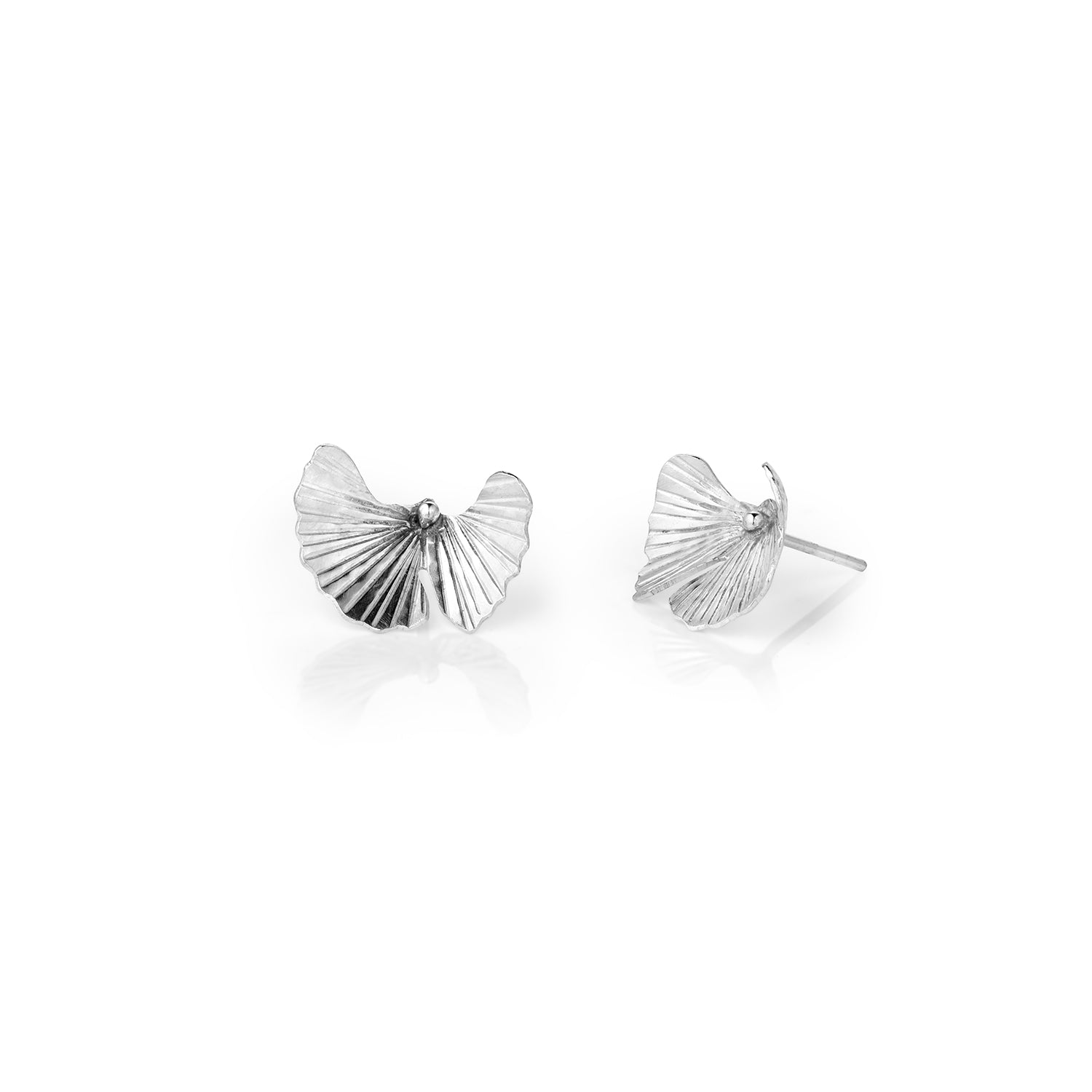 Sterling Silver Ginkgo Stud Earrings
