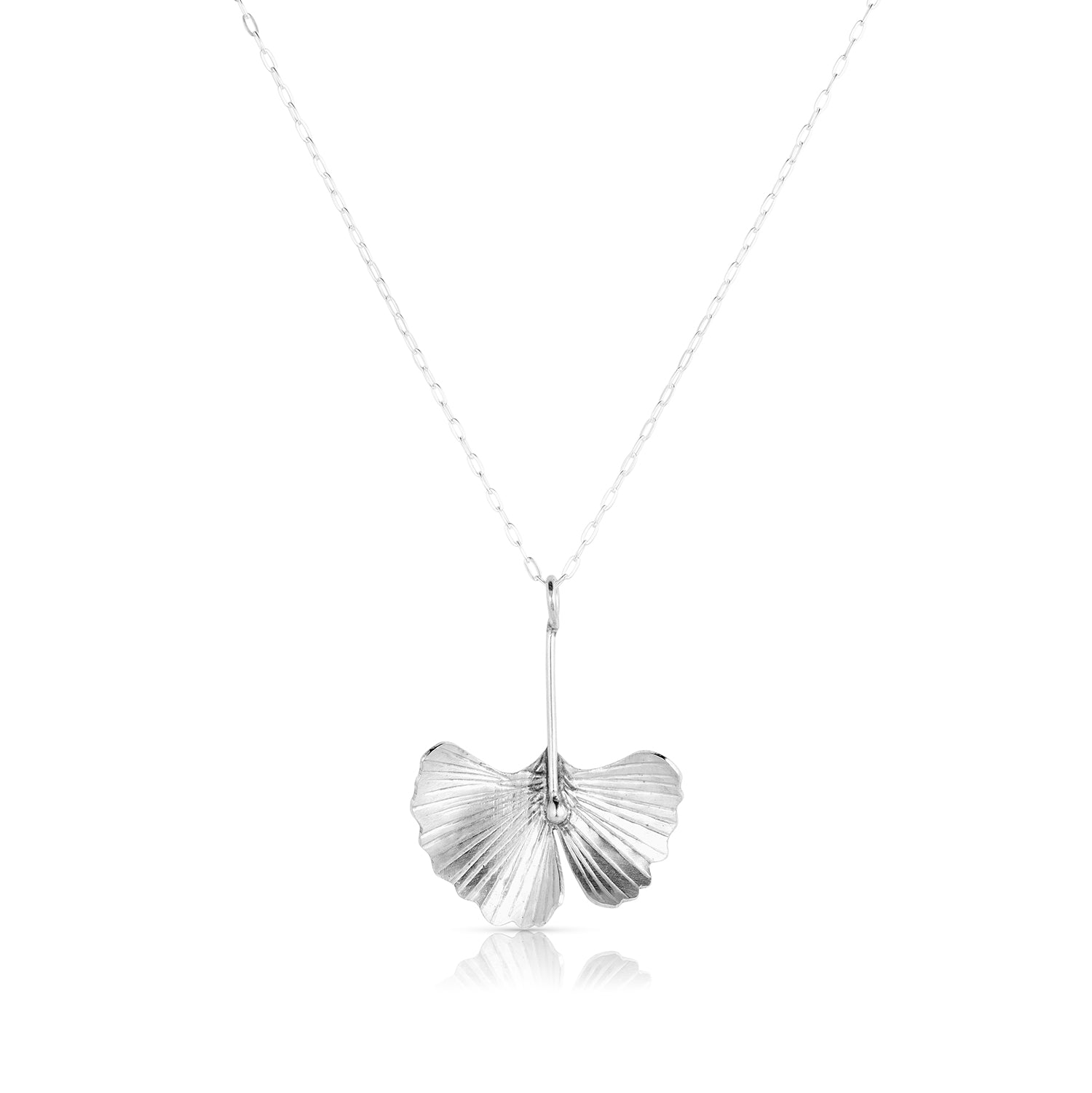 Sterling Silver Dainty Ginkgo Leaf Pendant