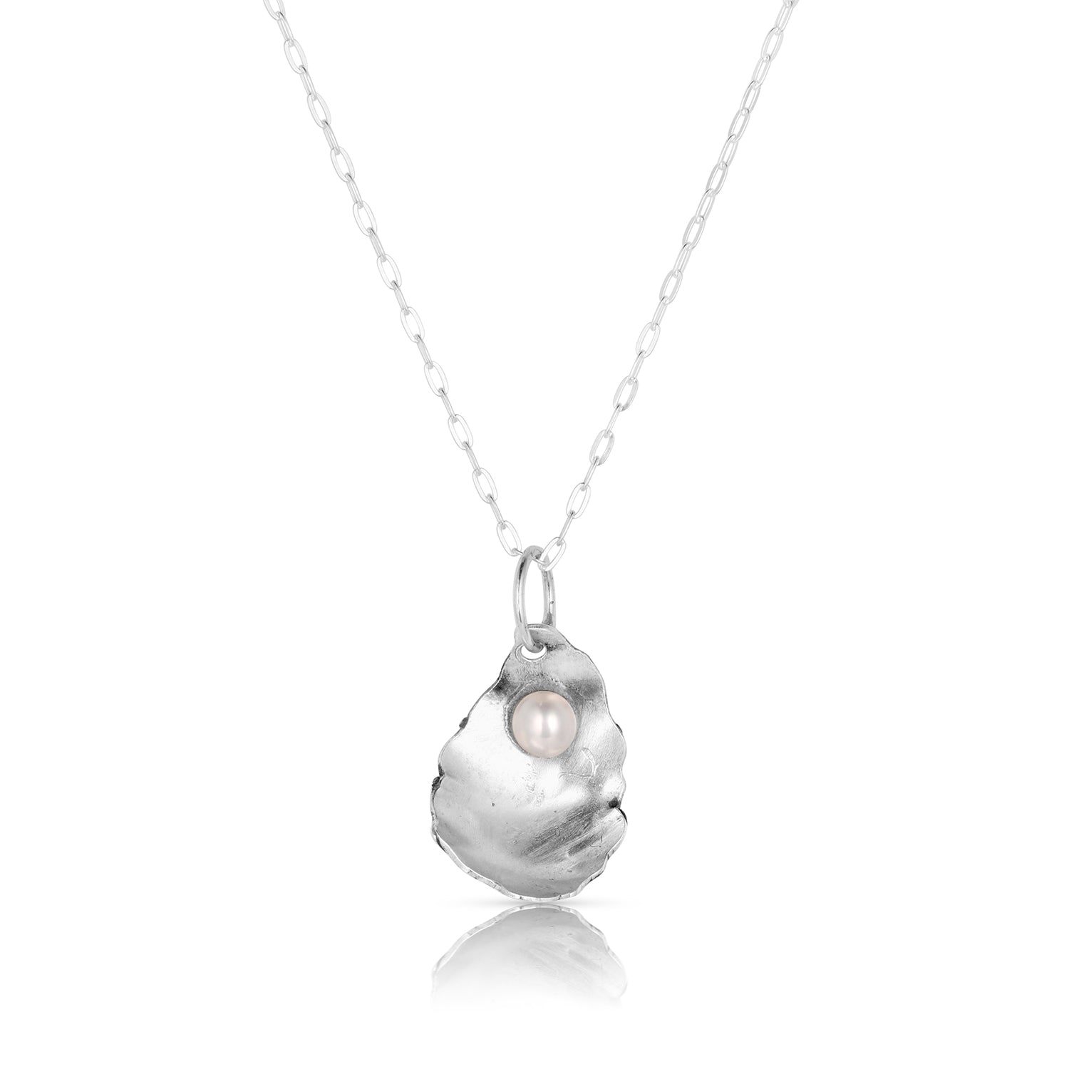 Sterling Silver Oyster Pendant with 8mm Cultured Pearl