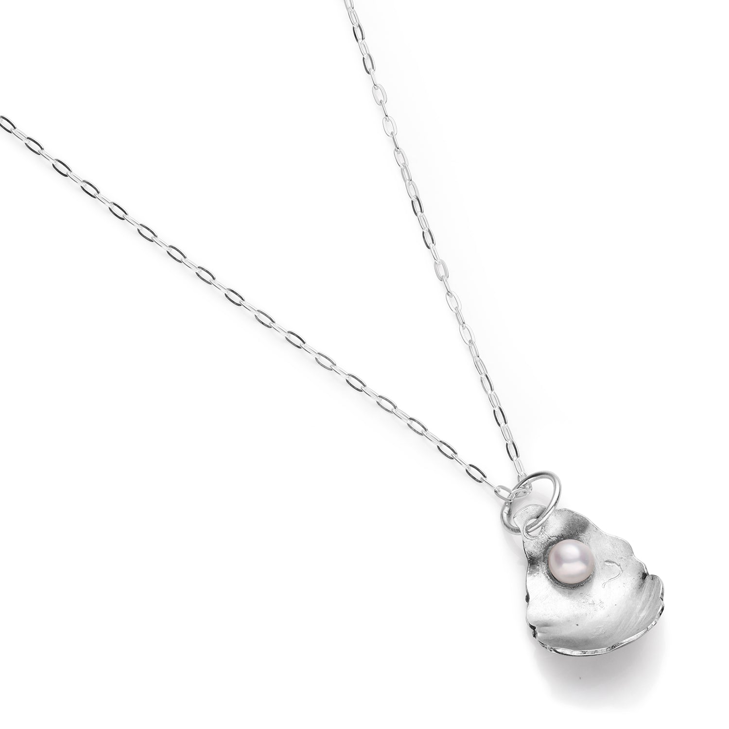 Sterling Silver Oyster Pendant with 8mm Cultured Pearl