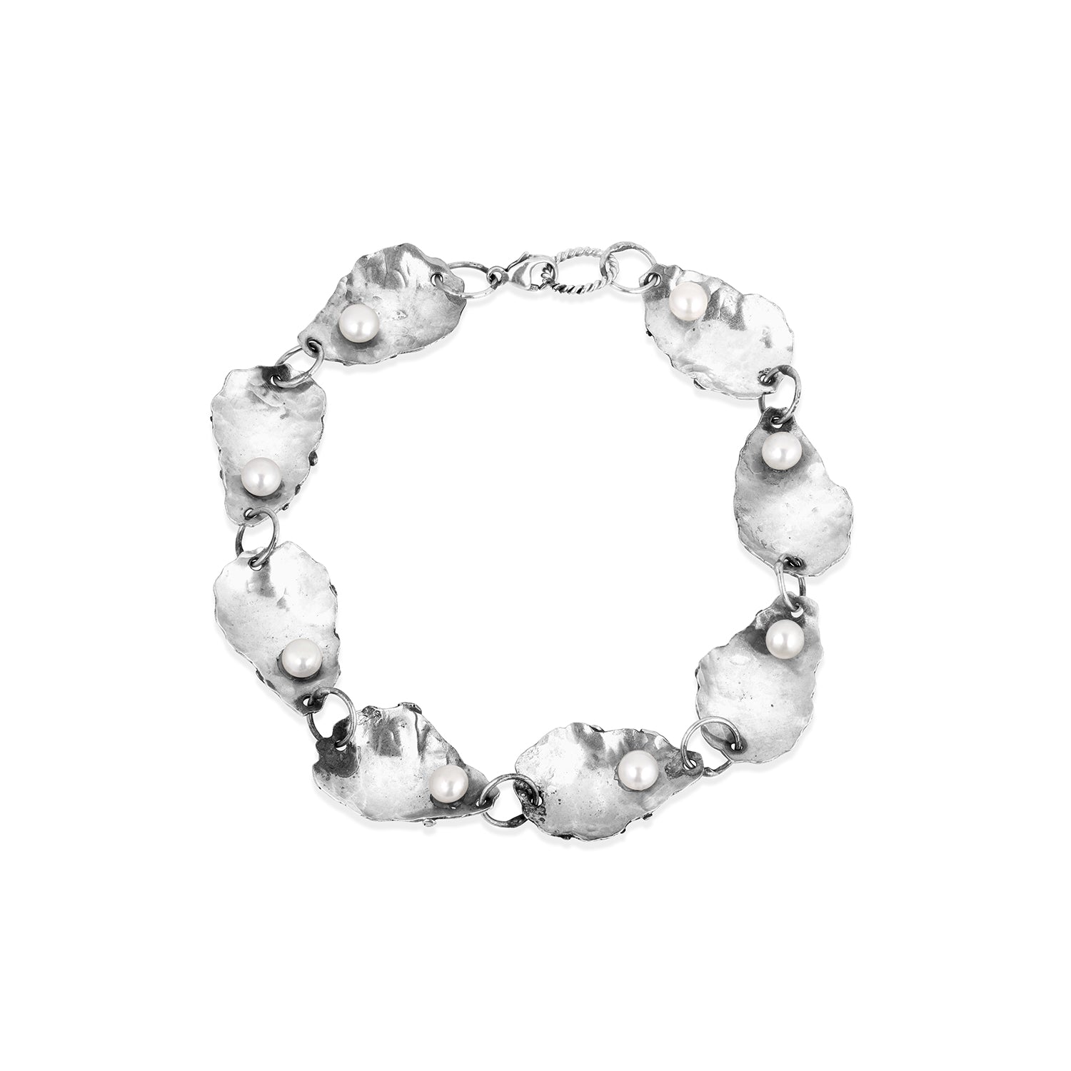 7-Oyster Shell Bracelet with 8mm Cultured Pearl