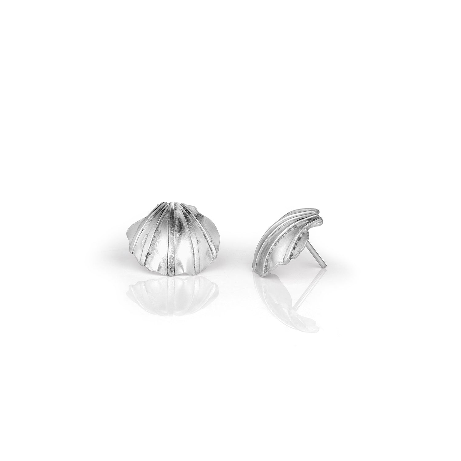 Sterling Silver Scallop Stud Earrings