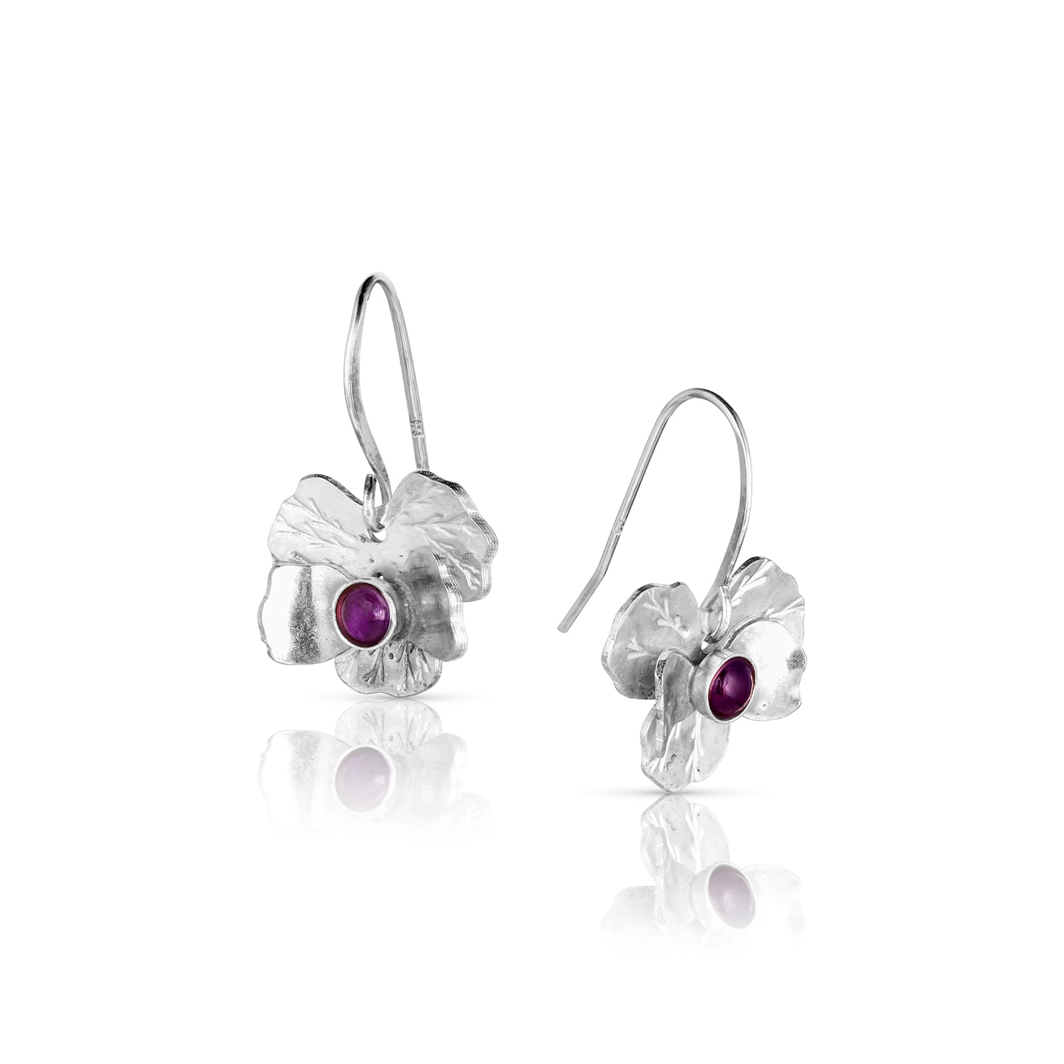 Sterling Silver Pansy Earrings