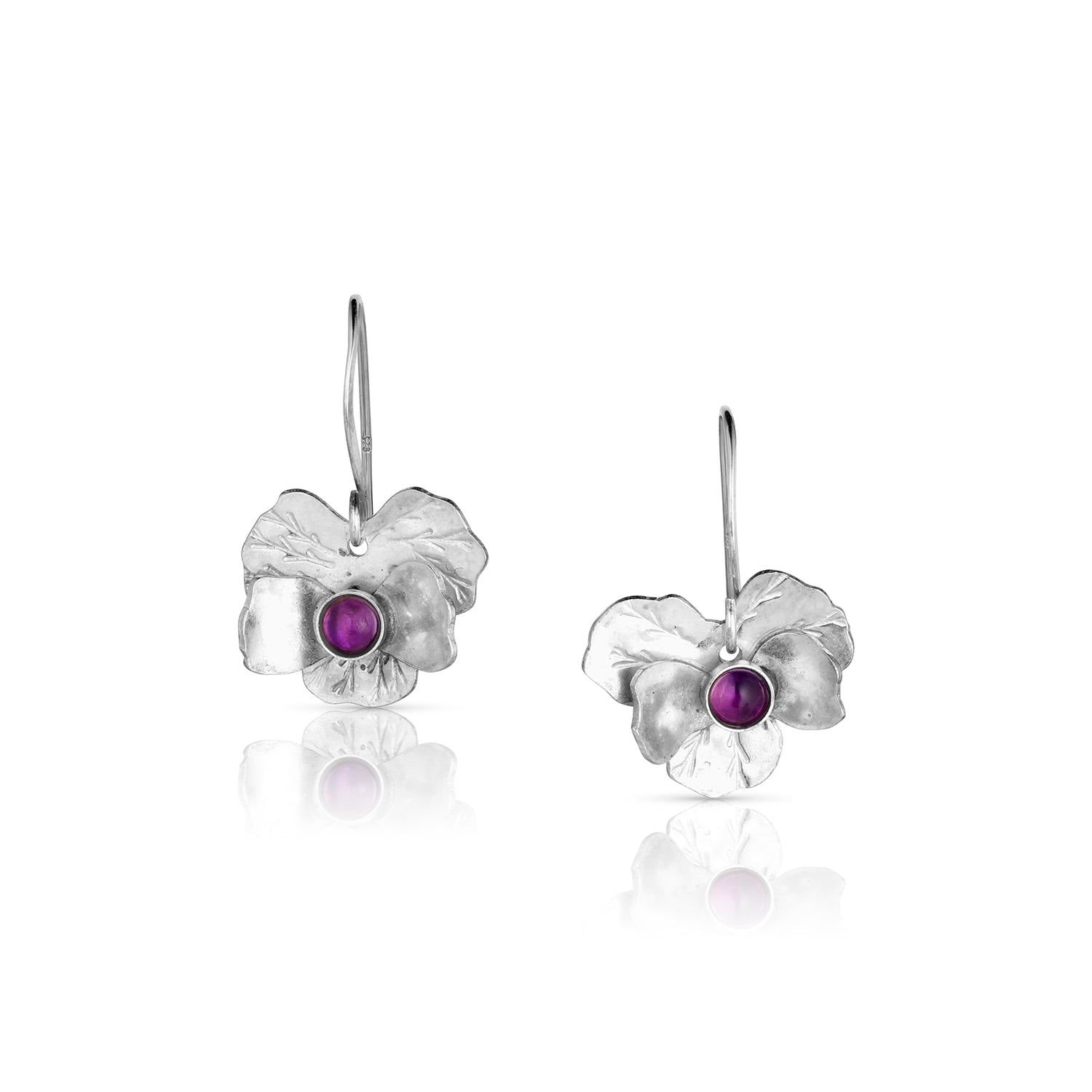 Sterling Silver Pansy Earrings