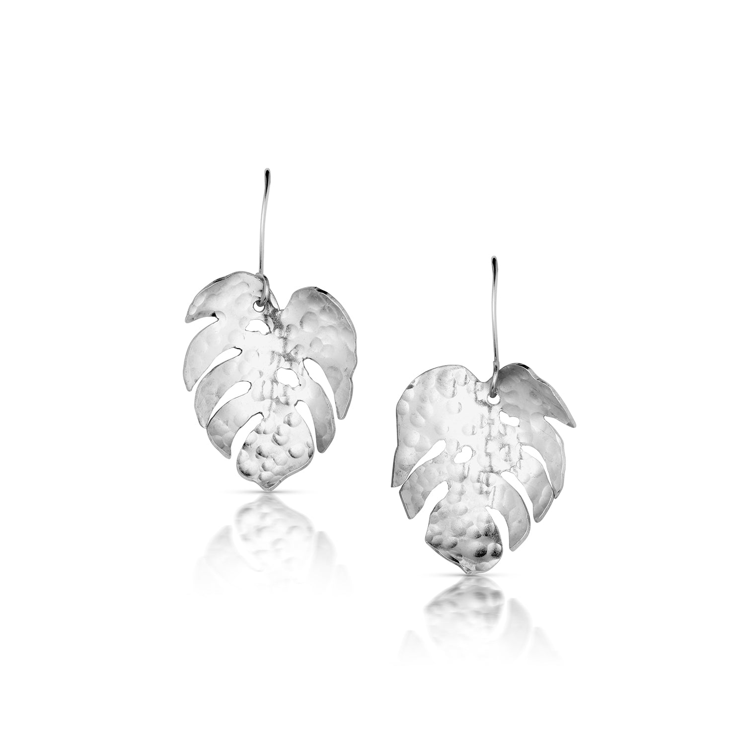 Sterling Silver Monstera Leaf Earrings