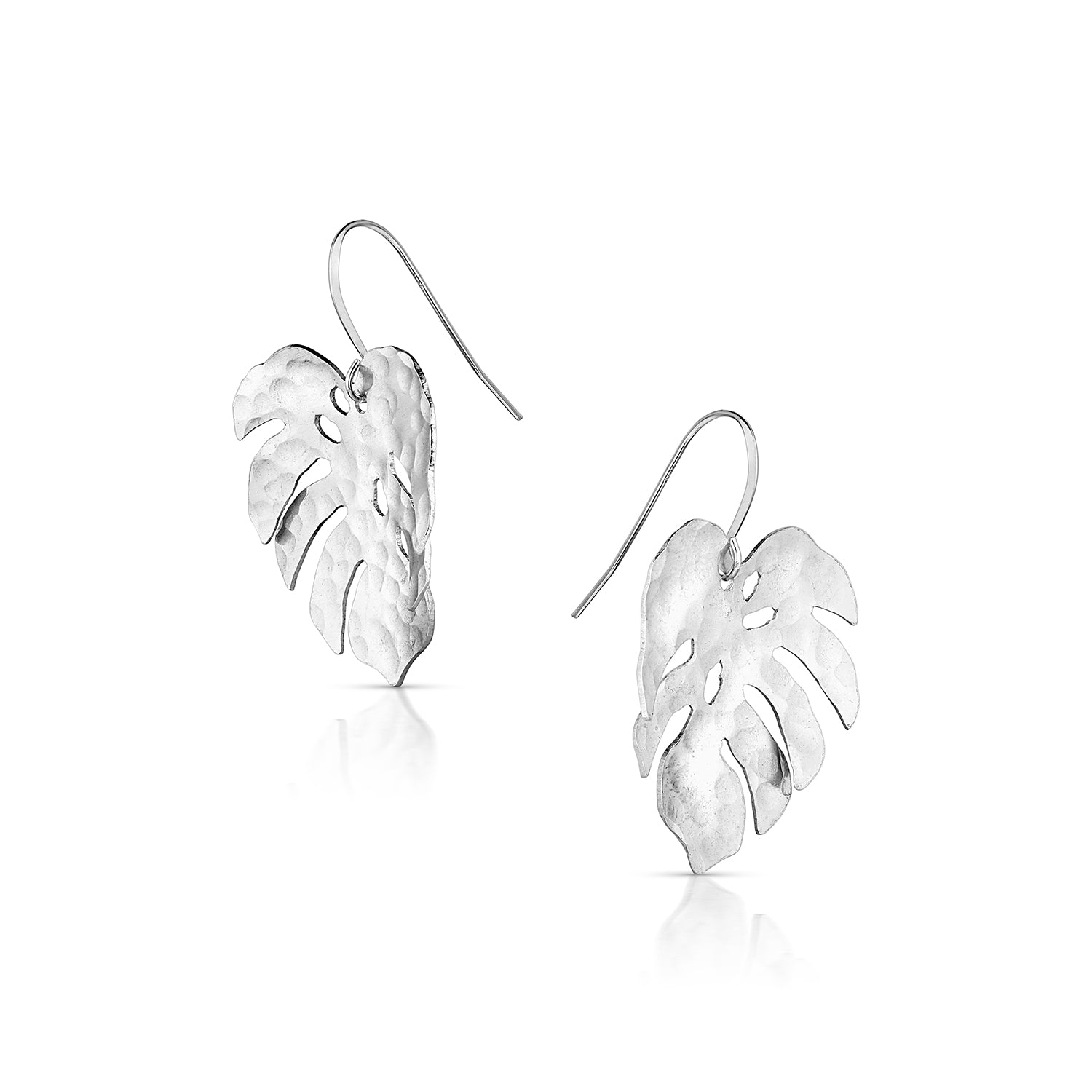 Sterling Silver Monstera Leaf Earrings