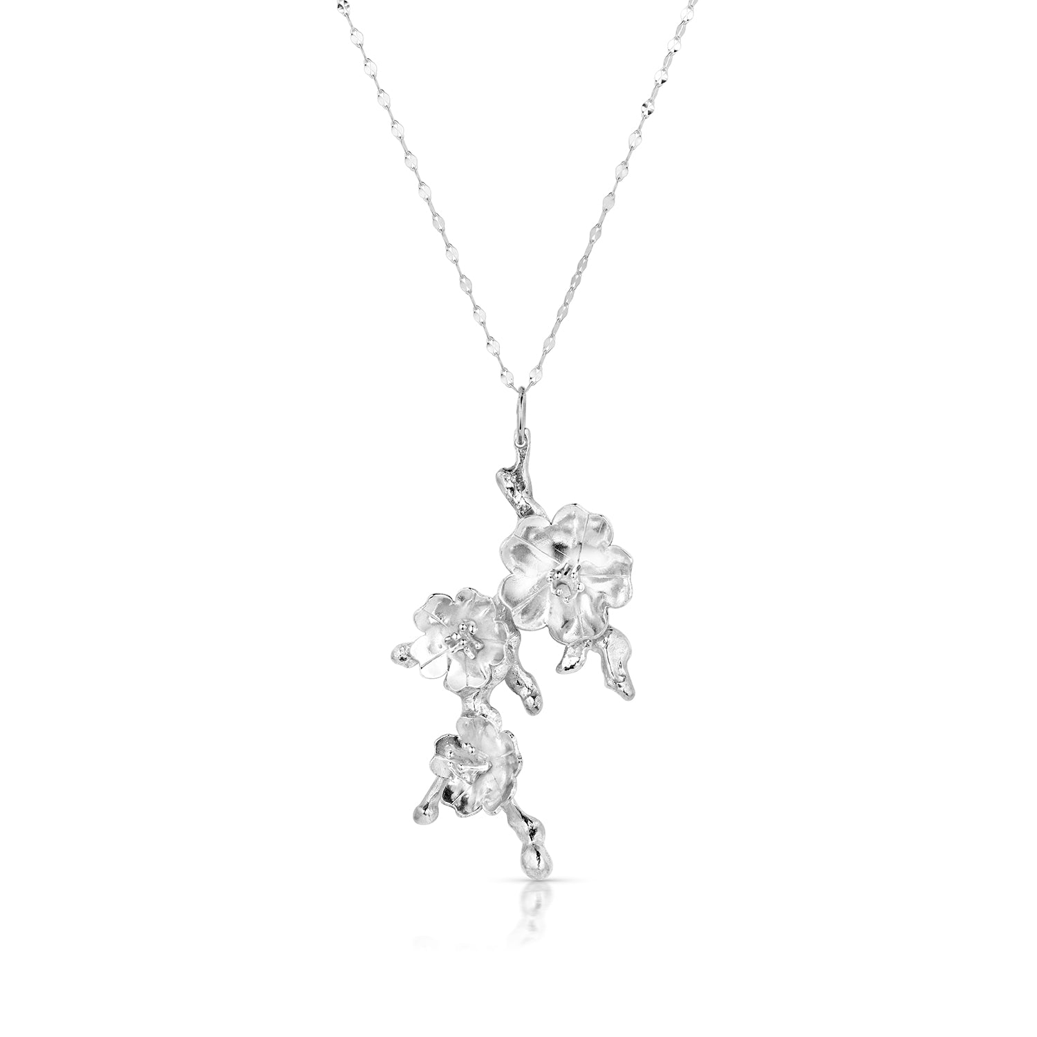 Sterling Silver 3-Blossoms on Branch Pendant