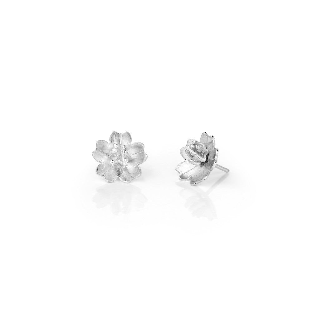 Sterling Silver Cherry Blossom Stud Earrings