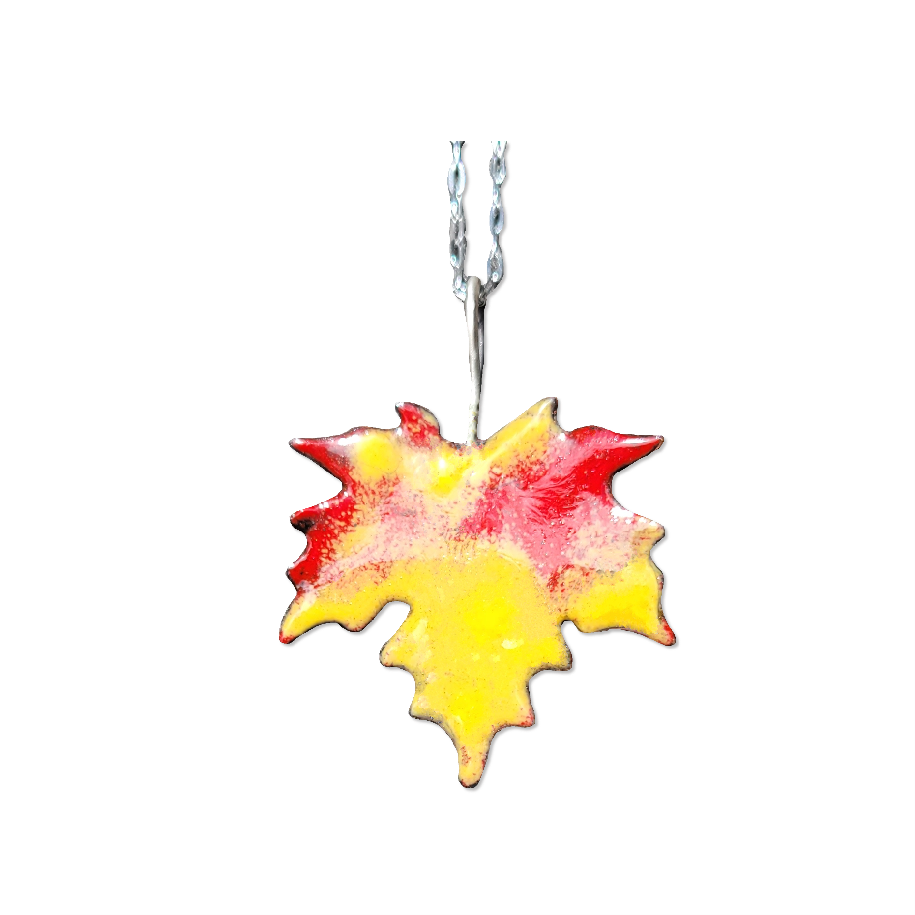 Maple Leaf Pendant in Enamel