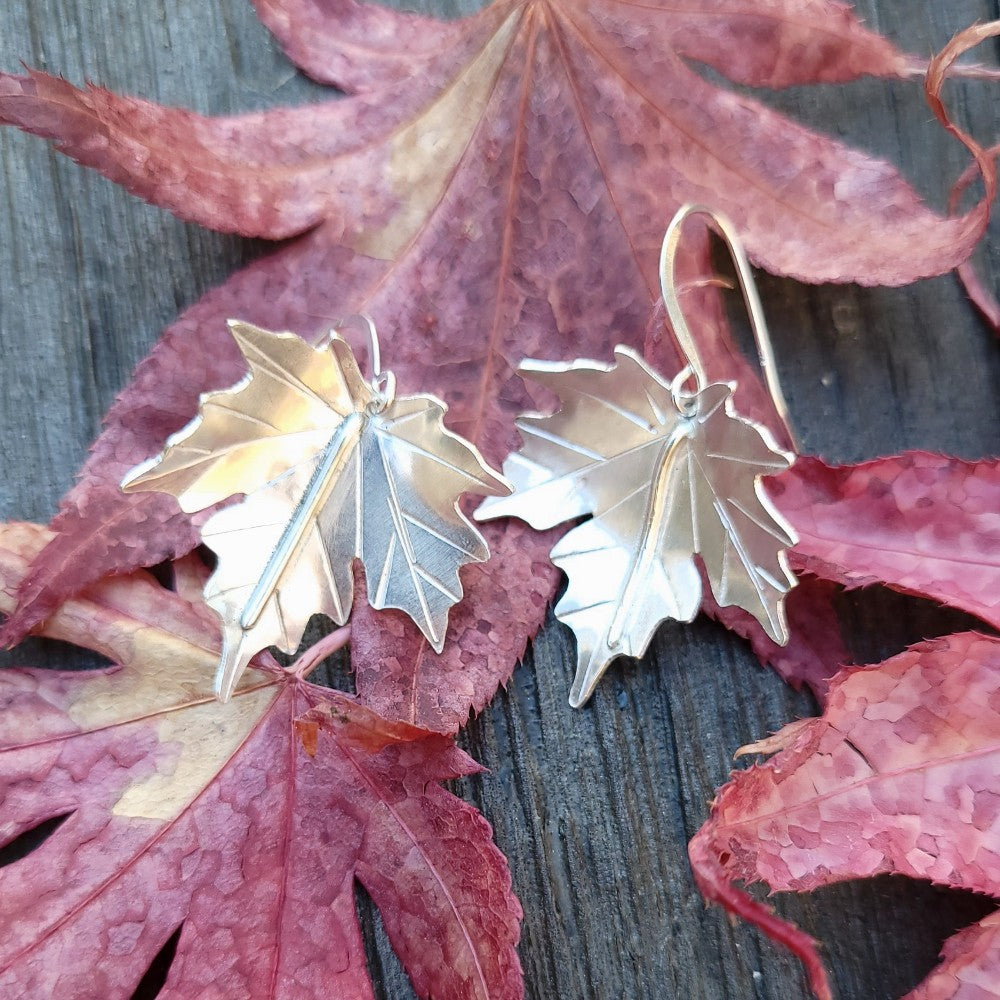 Sterling Silver Maple Leaf Earrings