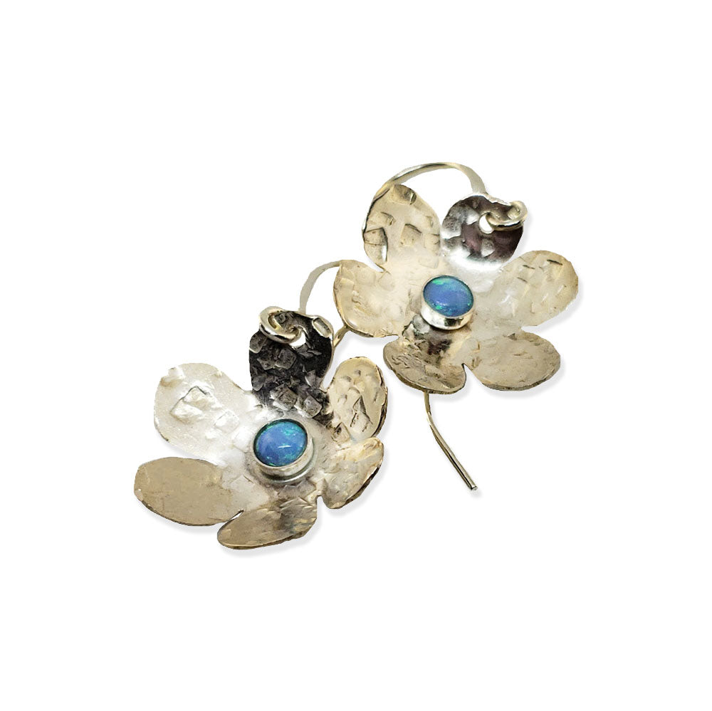 Elegance in Bloom: Sterling Silver Anemone Gemstone Dangle Earrings