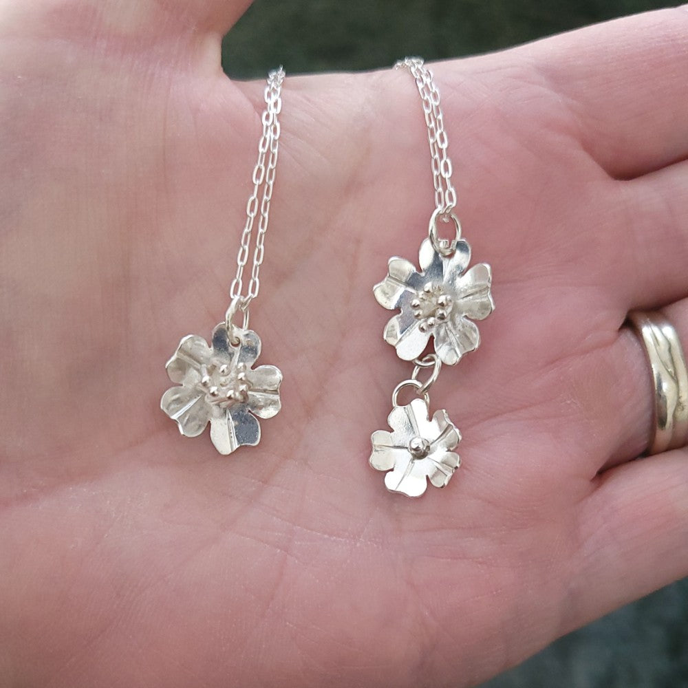 Sterling Silver 1-Flower Cherry Blossom Pendant