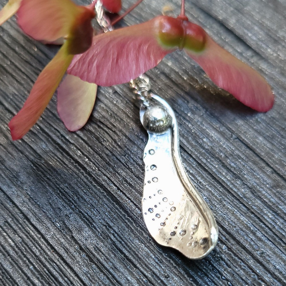Sterling Silver Maple Seed Pod Pendant