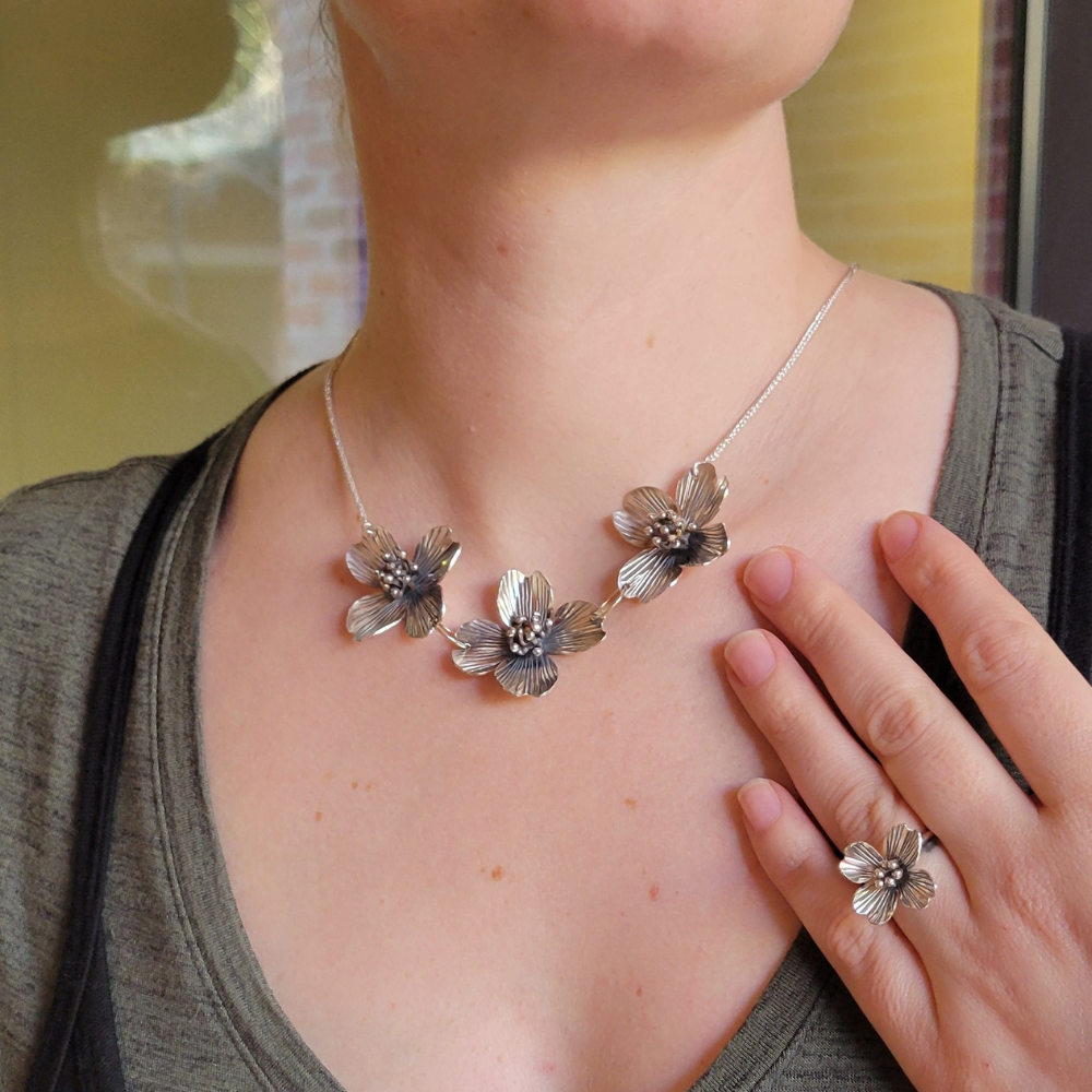 Sterling Silver Dogwood Necklace