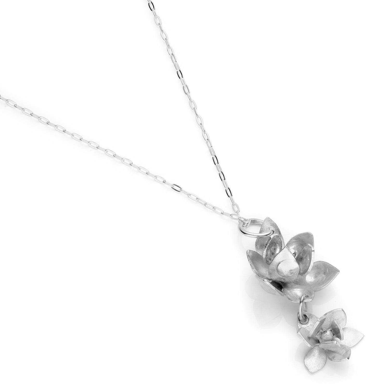 Sterling Silver Magnolia 2-flower Pendant