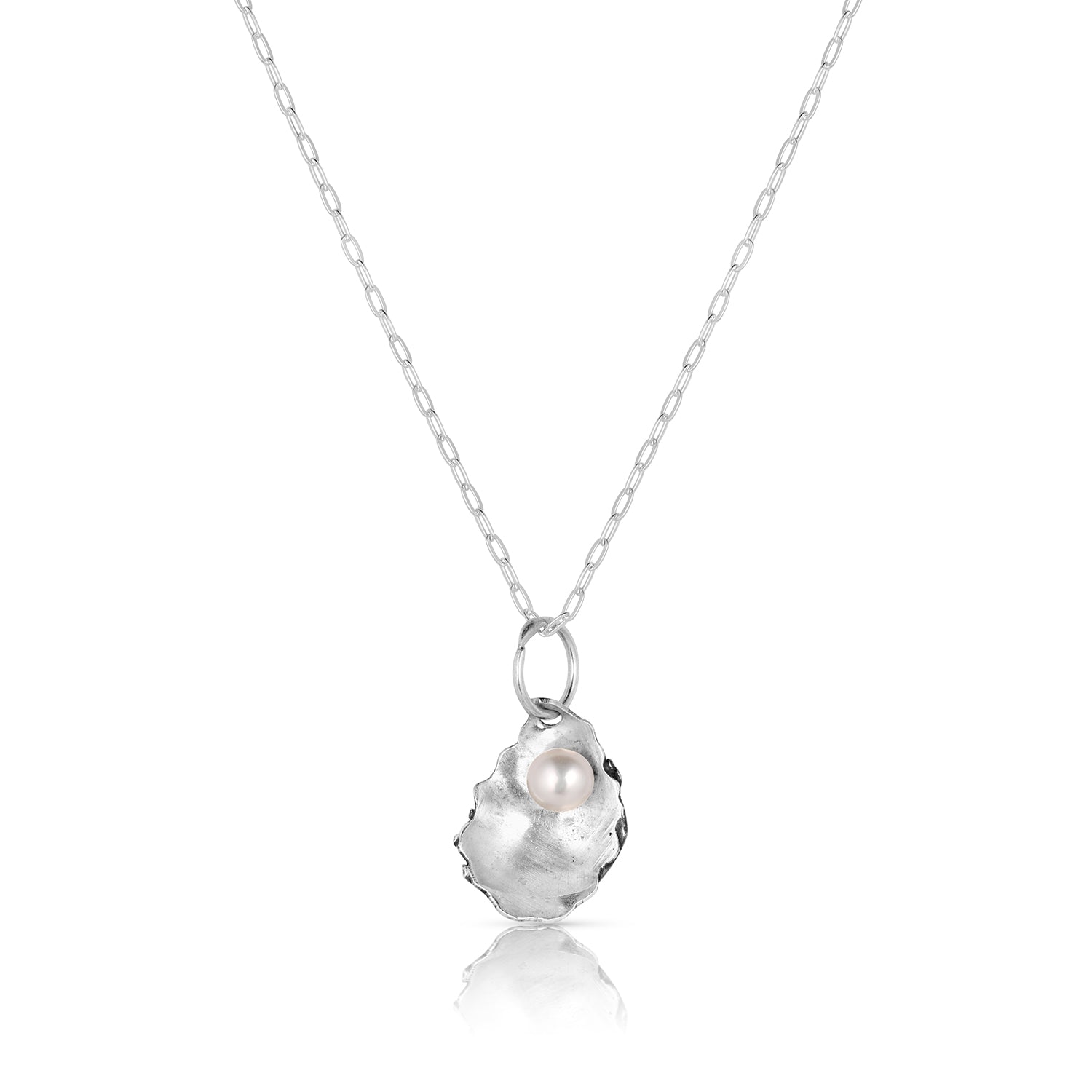 Sterling Silver Oyster Pendant with 8mm Cultured Pearl