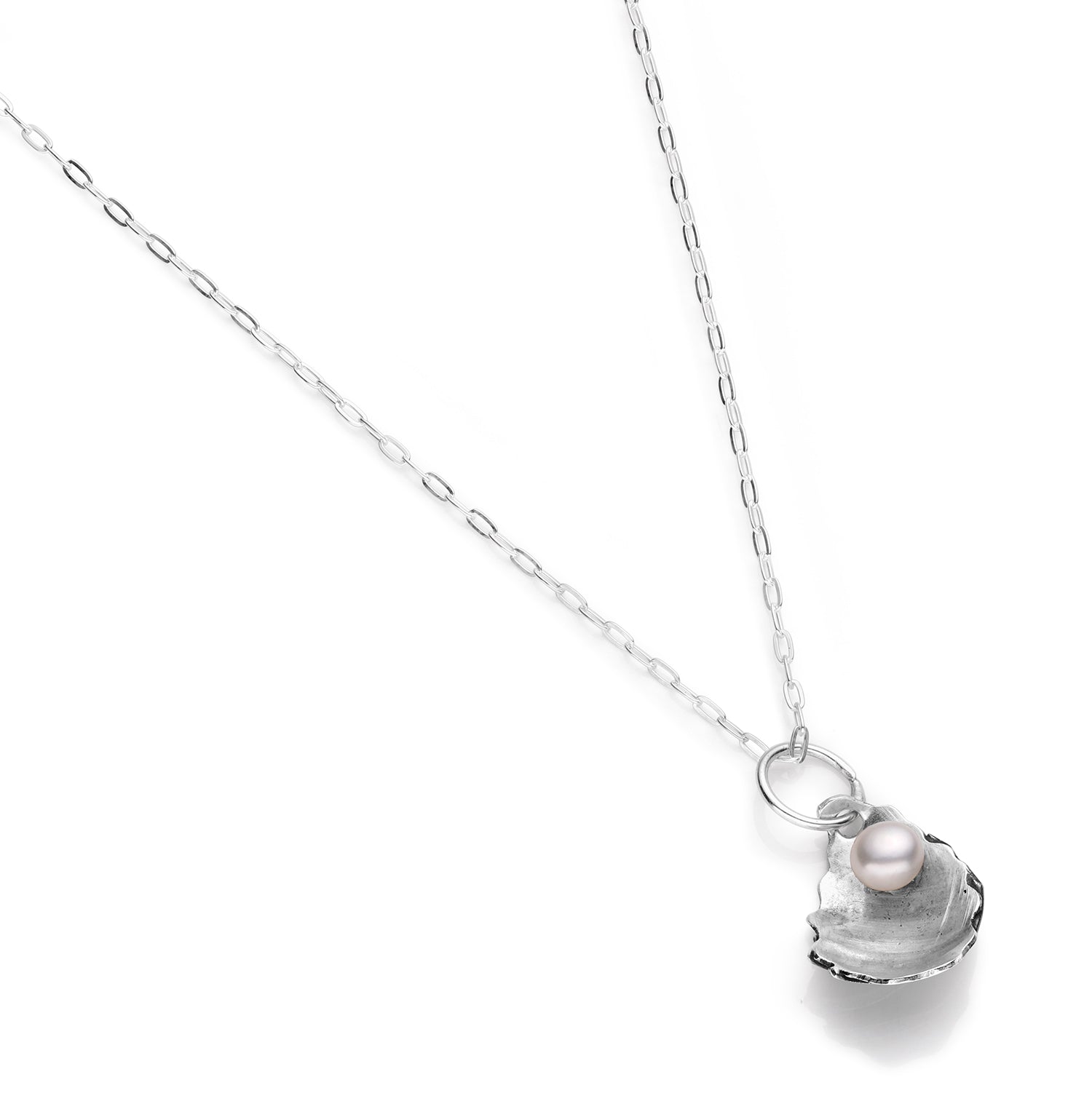 Sterling Silver Oyster Pendant with 8mm Cultured Pearl