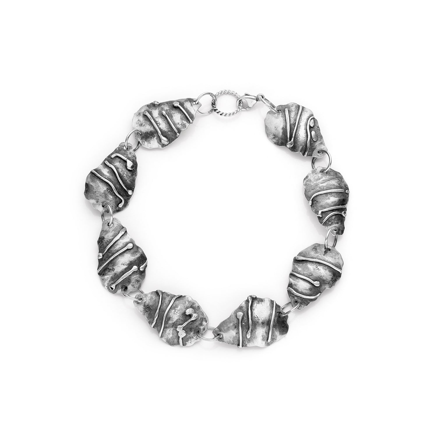 Sterling Silver 7-Oyster Shell Bracelet with 8mm Cultured Pearl
