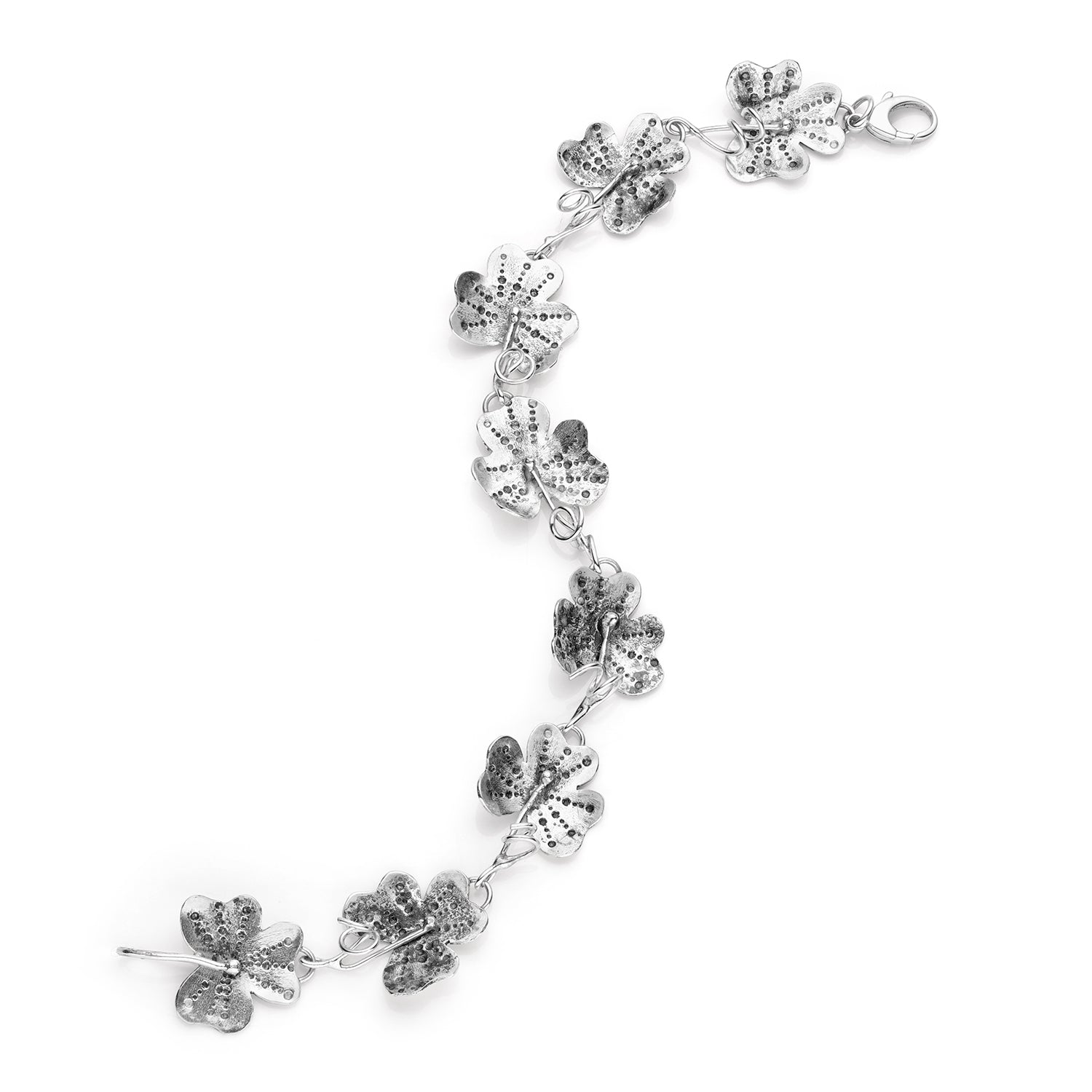 Sterling Silver 8-leaf Clover Bracelet