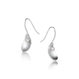 Sterling Silver Oyster Shell Earrings with 3mm Cultured Pearls