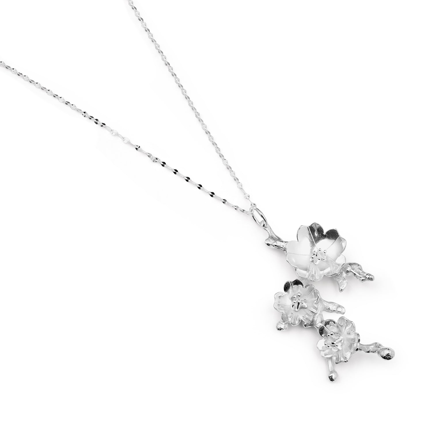 Sterling Silver 3-Blossoms on Branch Pendant