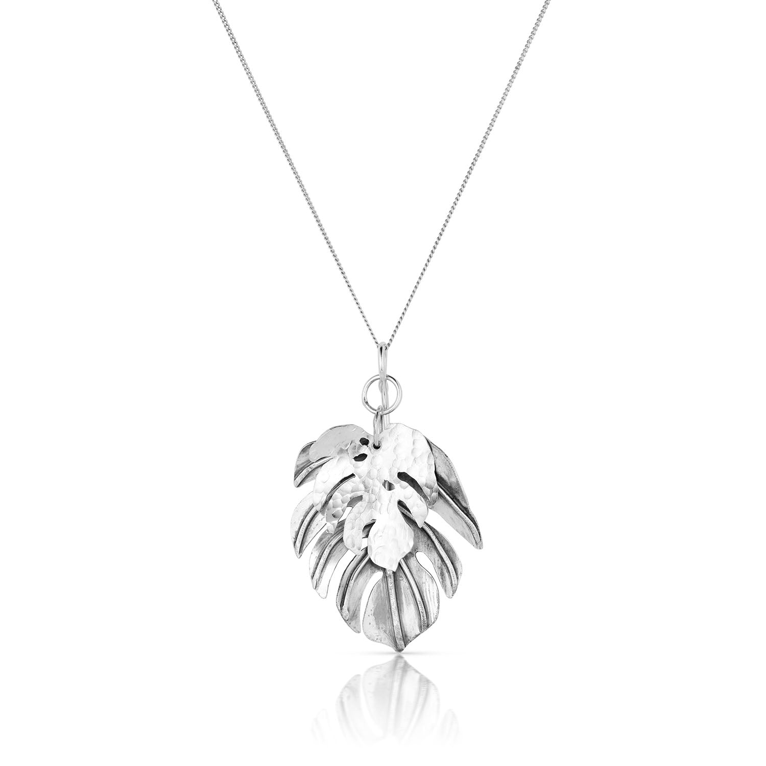 Monstera 2-Leaf Pendant Necklace