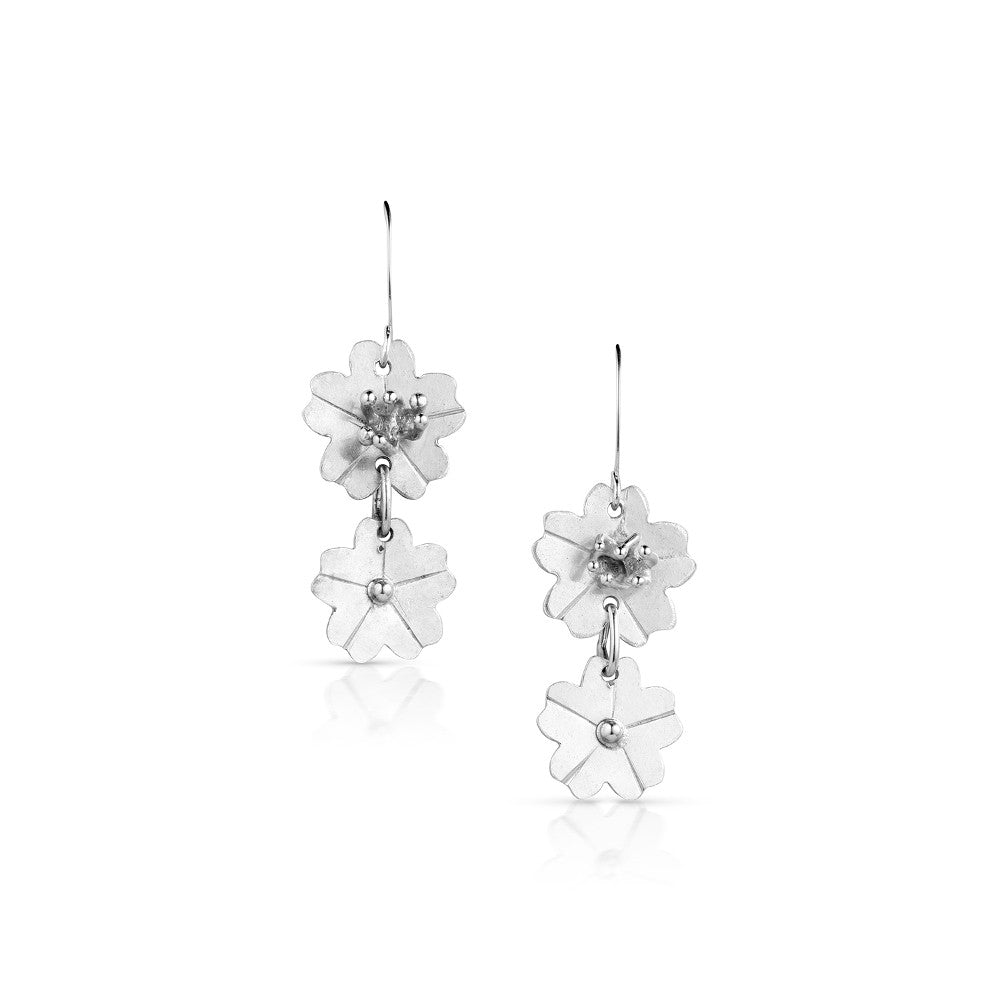 Sterling Silver Cherry Blossom Dangle Earrings