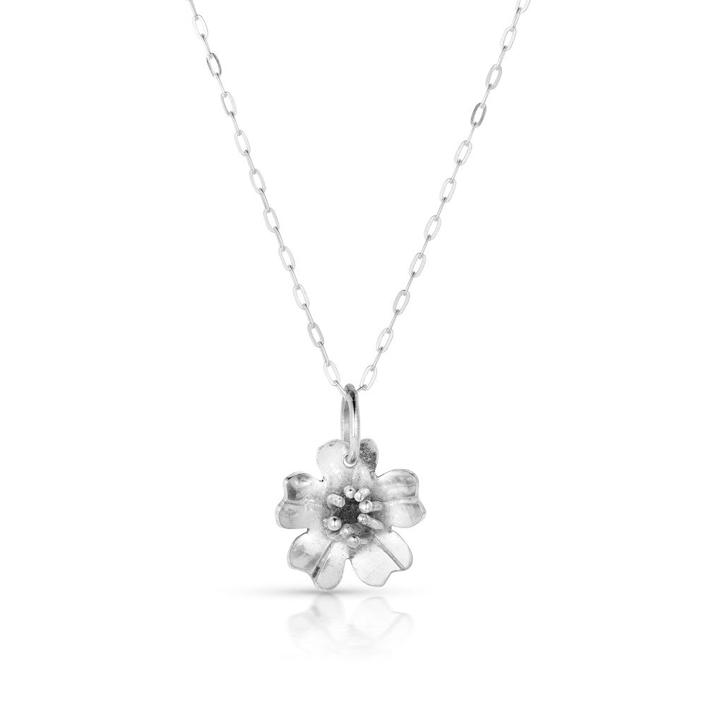 Sterling Silver 1-Flower Cherry Blossom Pendant