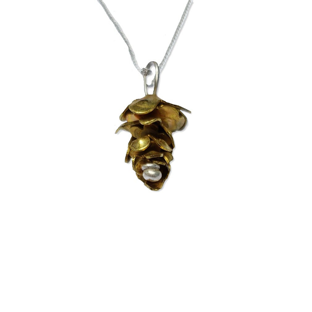 Brass Pinecone Pendant Inspired by Balsam Tree Seeds