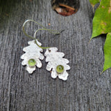 Oak leaf sterling earrings with stone