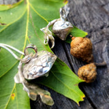 Acorn and oak leaf sterling pendant