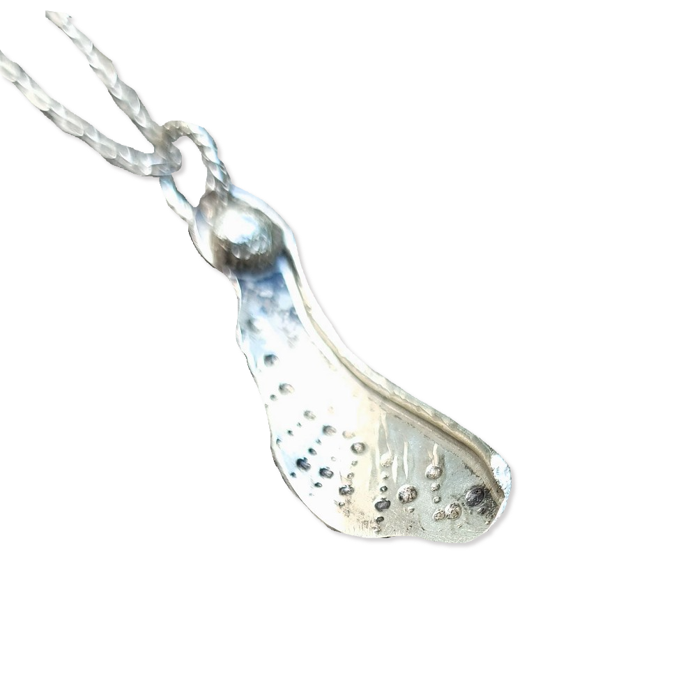 Sterling Silver Maple Seed Pod Pendant