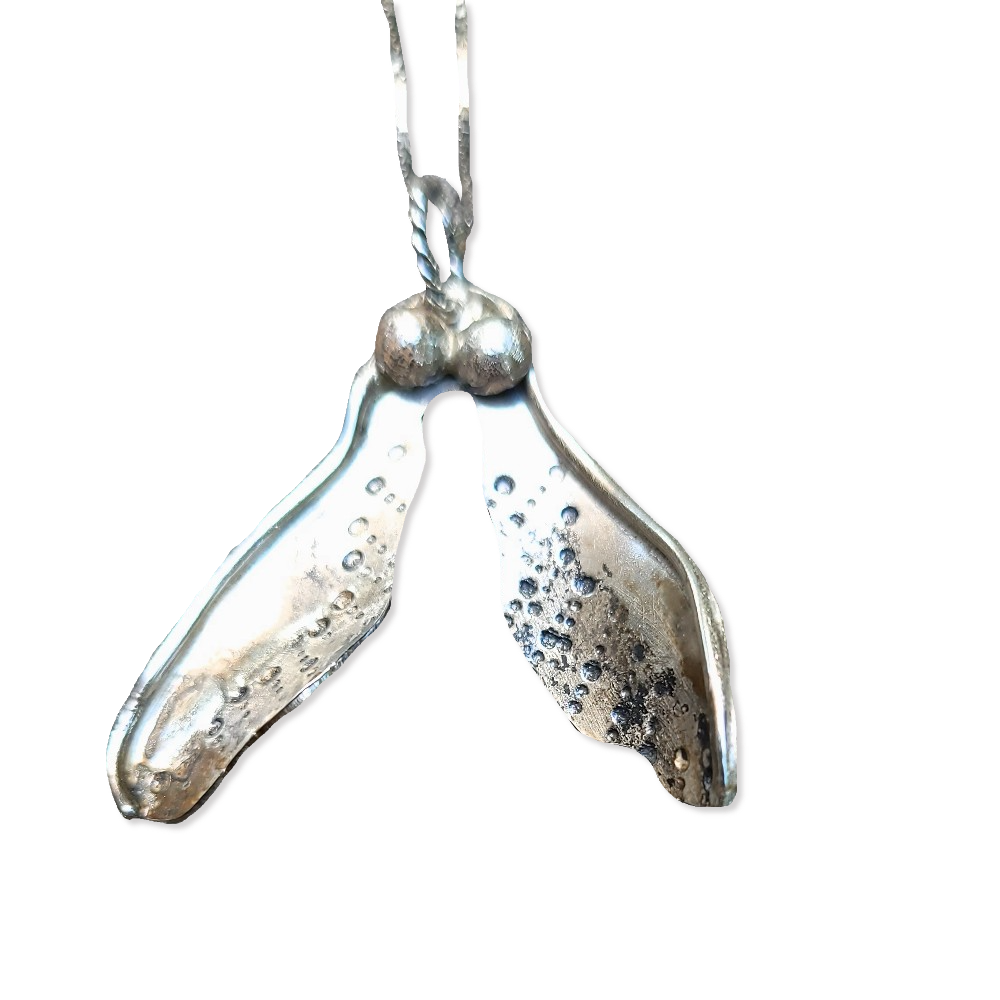 Sterling Silver Double Maple Seed Pod Pendant