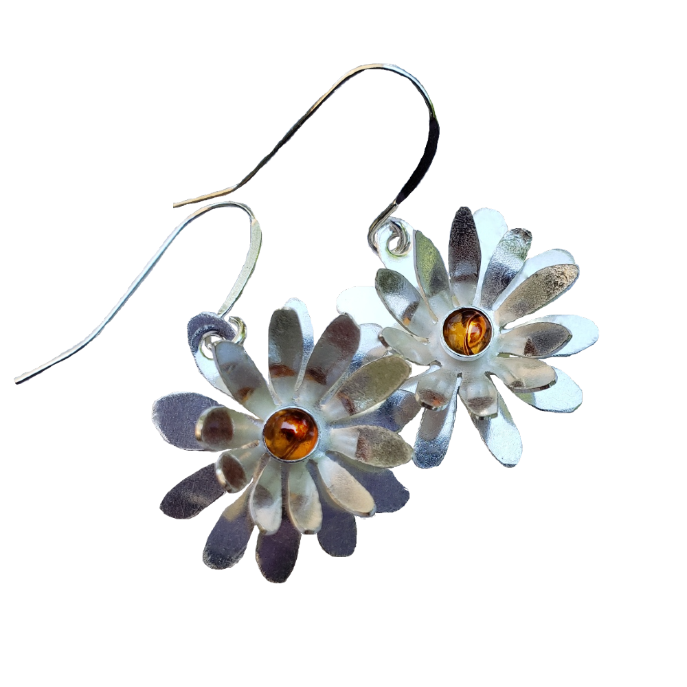 Gerbera daisy sterling earrings