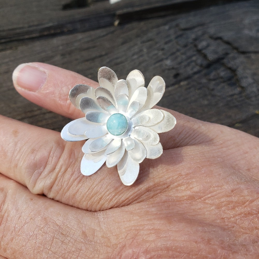 Gerbera daisy sterling ring